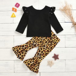 Cross-border girls' European and American autumn and winter set, brown and green long-sleeved romper with sunflower print briefs