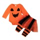 Cross-border girls' red patchwork striped Christmas letter print PP deer head embroidered long-sleeved romper