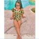 Girls' cross-border daisy and leopard print, two-piece swimsuit with knotted sides, exclusively for export on Amazon AliExpress