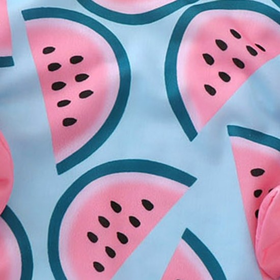 Foreign Trade European and American Children's Swimsuits, Girls' Clothing, INS, Cute Watermelon Print Bow One-Piece Swimsuit