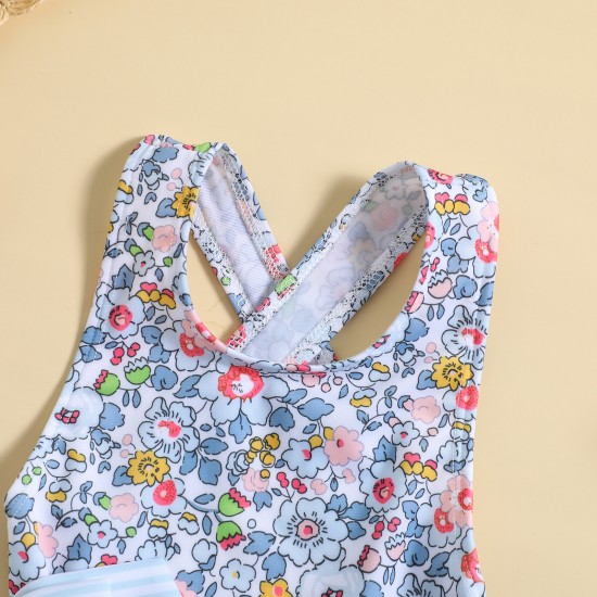 Cross-border Exclusive: Hot-selling Yellow Sunflower Print Cross-strap Triangle Drawstring Swimsuit, Two-Piece Set