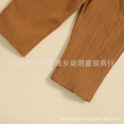 Cross-border children's clothing: Wholesale factory for one-year-old infants. New autumn and winter plaid solid color sweatshirt sets for infants and toddlers, in stock now.