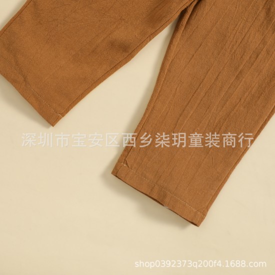 Cross-border children's clothing: Wholesale factory for one-year-old infants. New autumn and winter plaid solid color sweatshirt sets for infants and toddlers, in stock now.