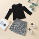 Children's Clothing: Holiday Fall/Winter New Halloween Letter Print Top and Black Multi-Layered Mesh Skirt Set
