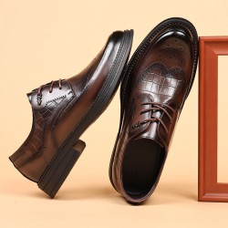 Men's leather shoes, autumn new, top-grain cowhide formal, business, wedding shoes, black, wholesale, casual, British-style men's shoes
