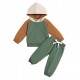 Foreign Trade New Autumn and Winter Sets, Contrast Color Raglan Top, Warm Hood, Fashionable Casual Style Combo