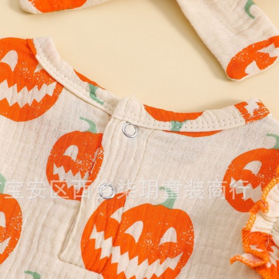 Foreign trade children's clothing: Infant and toddler butterfly sweet knot bodysuit set in six colors, fashionable printed ribbed striped sister suits, now in stock.