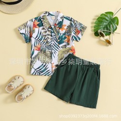 Amazon cross-border children's clothing: autumn and winter boys and girls casual harem pants set, solid color, loose, breathable top and pants.