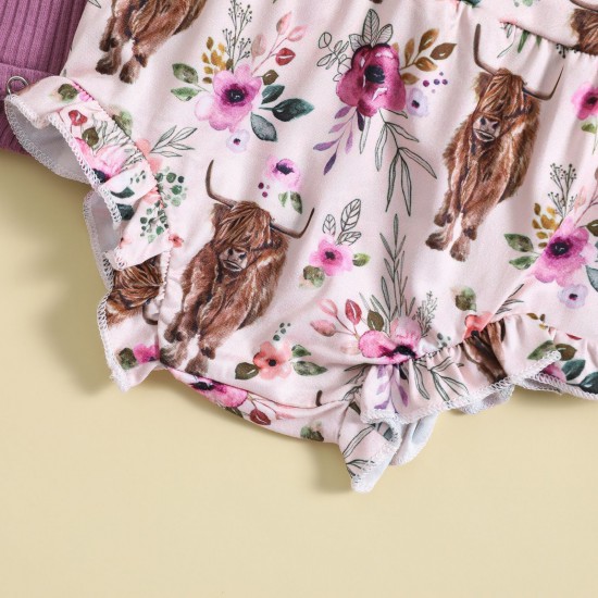 Cross-border children's sets: Fashionable Amazon rainbow long-sleeved outerwear sweatpants for girls aged 0-3 years.