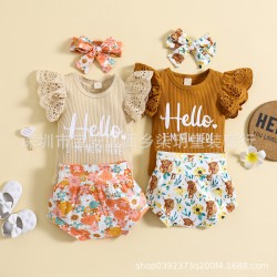 Cross-border children's clothing, new summer unisex cotton and linen solid color simple short-sleeved roll-up sleeve sets for boys and girls.