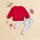 Cross-border children's clothing: Sweet heart-shaped letter-print pullover sweatshirt for baby girls aged 0-2 years, with front tie decorative cord sweatpants.