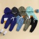 New cross-border children's clothing: a new color-blocked, autumn/winter hooded casual sweatshirt set for boys and girls, long-sleeved and long-sleeved pants for boys.