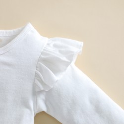 Foreign Trade Children's Clothing: New Fall White Ribbed Top, Puff Sleeve A-Line Miniskirt for Baby Girls