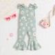 Cross-border children's clothing: Spring and autumn three-color rompers with flying sleeves and daisy print, soft cotton long-sleeved triangle rompers.