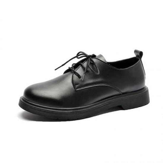Black men's leather shoes, British casual, large-toe, trendy Korean-style single shoes, youth suit, round-toe work shoes.