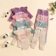 Cross-border children's clothing Girls' clothing: a stylish long-sleeved, candy-colored, striped, and letter-embroidered bodysuit for girls.