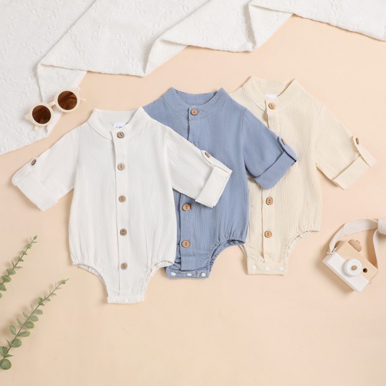 Cross-border summer cotton and linen casual short-sleeved lapel polo shirt, solid color boys' summer two-piece set.