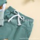 Summer children's round-neck, loose-fitting shorts with elasticated adjustment, simple three-color two-piece set for infants and toddlers.