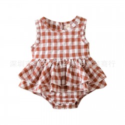 Cross-border autumn and winter children's clothing: Brown newborn baby pullover, long-sleeved triangle romper with animal print.