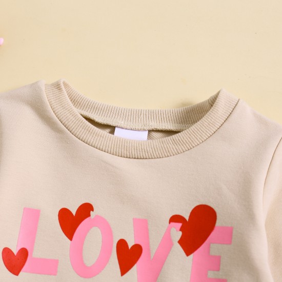 Cross-border children's set. Sweet and fashionable heart-shaped pullover sweatshirt for infants and toddlers aged 0-2 years, with dragon fruit-colored baby girl sweatpants.