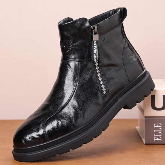 New winter men's Martin boots, warm and casual wholesale men's shoes, plush outdoor Chelsea cotton shoes, high-top genuine leather