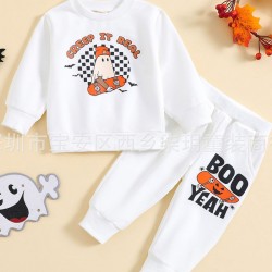 Amazon Cross-border Children's Color-Contrast Sweatshirt Tracksuit 2023, Toddler Clothes, Boys' Autumn/Winter Two-Piece Set
