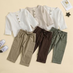 Cross-border foreign trade. 2023 Early Autumn New Boys' Loungewear, Lightweight, Casual, Three-Color Trouser Set, In-Stock Wholesale