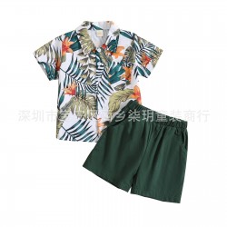 Amazon cross-border children's clothing: autumn and winter boys and girls casual harem pants set, solid color, loose, breathable top and pants.