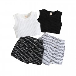 New arrivals: summer girls' casual letter-printed short-sleeved and long-sleeved two-piece set for wholesale and foreign trade