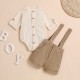 Foreign Trade New Summer Short-Sleeved Rolled-Up Shirt Set, Pure Cotton Khaki Overalls, Two-Piece Set