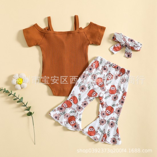 Foreign trade children's clothing: Two-color newborn skull sweatshirt, long-sleeved hooded triangle romper for autumn and winter.