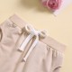 Foreign Trade Solid Color Boys' Short-Sleeved Stand-Up Collar Set, Summer Children's Short-Piece Trouser Set with Rolled-Up Hems