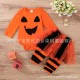 Cross-border girls' red patchwork striped Christmas letter print PP deer head embroidered long-sleeved romper