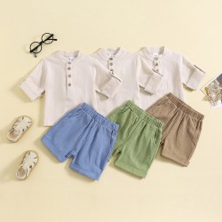 Boys' cross-border contrasting casual short-sleeved, two-piece set: round neck, pullover design