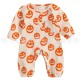 Autumn/Winter Children's Clothing Solid color fashionable newborn baby one-piece sweatshirt with a skull print, new Halloween style.