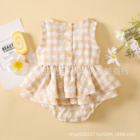 Cross-border autumn and winter children's clothing: Brown newborn baby pullover, long-sleeved triangle romper with animal print.