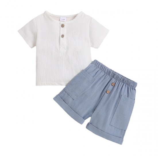 Cross-border children's suits: boys' summer sleeveless vest with cuffed shorts and fashionable contrasting pullovers for boys.