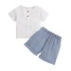 Cross-border children's suits: boys' summer sleeveless vest with cuffed shorts and fashionable contrasting pullovers for boys.