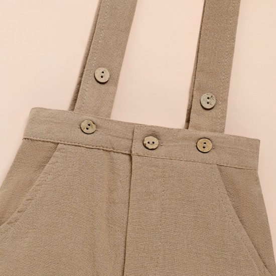 Foreign Trade New Summer Short-Sleeved Rolled-Up Shirt Set, Pure Cotton Khaki Overalls, Two-Piece Set