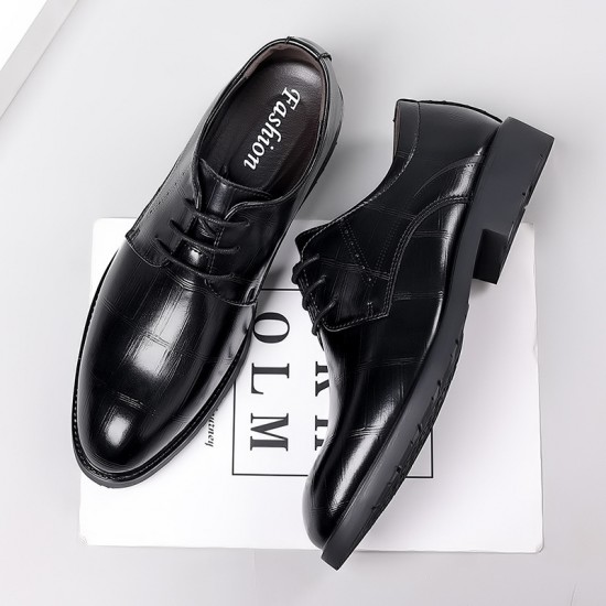 Men's business formal leather shoes, new genuine leather casual shoes, breathable, soft-soled, soft-surface British wedding shoes.