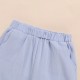Foreign Trade Solid Color Boys' Short-Sleeved Stand-Up Collar Set, Summer Children's Short-Piece Trouser Set with Rolled-Up Hems