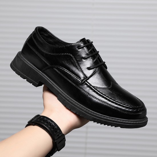 Winter casual leather shoes for men, business formal, black groom's wedding shoes, youth British pointed-toe suit shoes