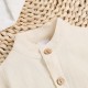 Cross-border summer cotton and linen casual short-sleeved lapel polo shirt, solid color boys' summer two-piece set.