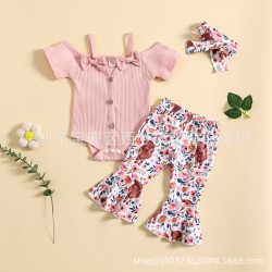 Foreign trade children's clothing: Two-color newborn skull sweatshirt, long-sleeved hooded triangle romper for autumn and winter.