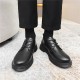Black men's leather shoes, British casual, large-toe, trendy Korean-style single shoes, youth suit, round-toe work shoes.
