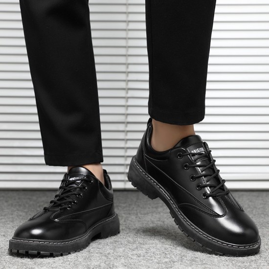 Autumn and winter men's casual leather shoes, lace-up Martin boots, Korean-style sneakers, breathable low-top shoes, work shoes, Martin boots for men