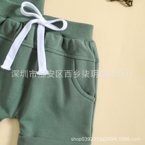 Cross-border newborn clothing for boys and girls, long-sleeved pullovers with rugby-printed MOM triangle jumpsuits.