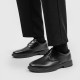 Summer men's black business and formal leather shoes, British work shoes, black soft-soled suit, groom's wedding shoes.