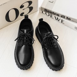 Spring men's breathable black British-style casual leather shoes, business formal for young men, round-toe Martin shoes for men.