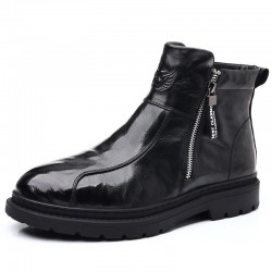 New winter men's Martin boots, warm and casual wholesale men's shoes, plush outdoor Chelsea cotton shoes, high-top genuine leather